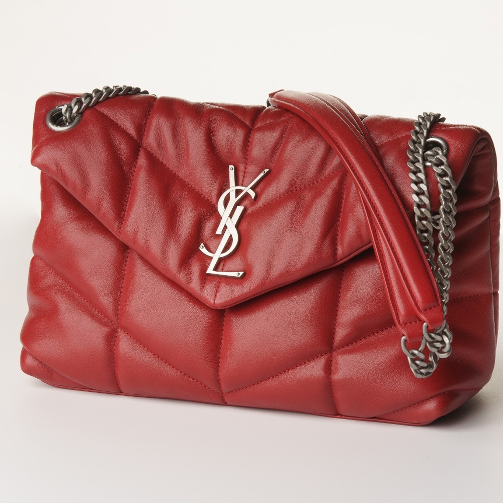 YSL Puffer small chain bag in quilted lambskin RED
